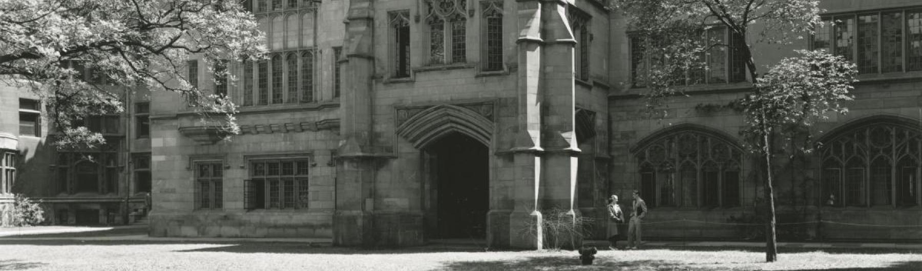 Black and white image of building